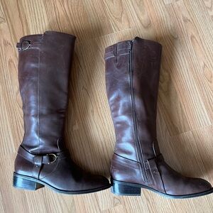 Lauren Ralph Lauren Margarite Brown Leather Knee-High Boots Size 8